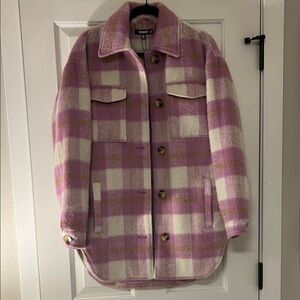 Missguided Pink and Cream Checkered Shacket